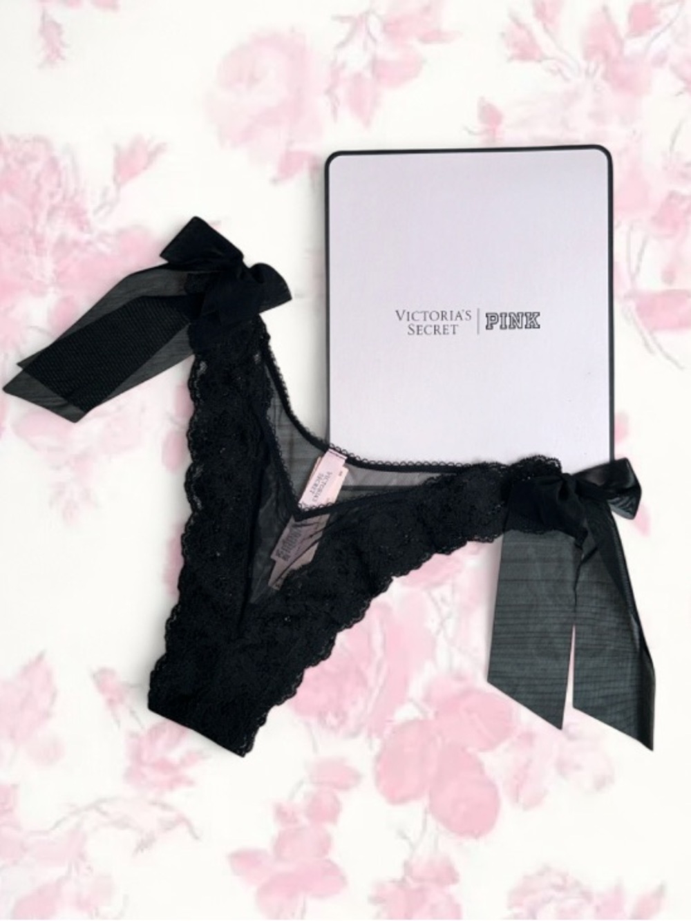 🆕🎀 Brazilian Side Bow Lace Mesh Panty Victoria’s Secret NWT🖤